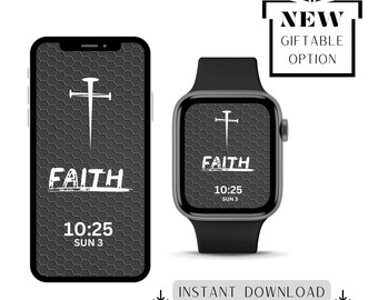 Mens Christian-Themed Matching Smartphone & Smartwatch Wallpapers Faith-Inspired Designs IPhone Apple Watch Digital Background Screensaver