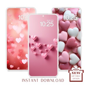 Fondos de pantalla románticos de San Valentín con corazones de amor en 3D, fondo de pantalla rojo y rosa, conjunto de 3 protectores de pantalla, fondo de pantalla de bloqueo para iPhone