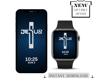 Mens Christian-Themed Matching Smartphone & Smartwatch Wallpapers Faith-Inspired Designs IPhone Apple Watch Digital Background Screensaver