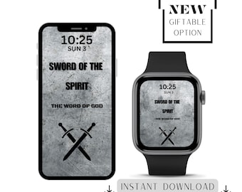 Mens Christian Themed Matching Smartphone & Smartwatch Wallpapers Faith-Inspired Designs IPhone and Apple Watch Digital Backgrounds