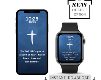 Christian-Themed Matching Smartphone & Smartwatch Wallpapers Faith-Inspired Designs IPhone and Apple Watch Digital Background Screensaver