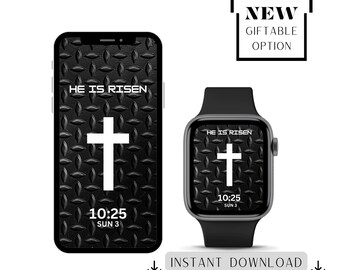 Mens Christian Themed Matching Smartphone & Smartwatch Wallpapers Faith-Inspired Designs IPhone Apple Watch Digital Background Screensaver