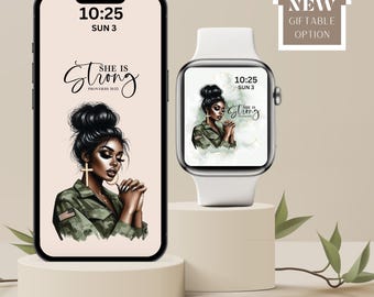 Praying African American Woman Wallpaper, Inspirational Bible Quote (Digital Download)