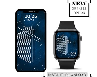 Mens Christian-Themed Matching Smartphone & Smartwatch Wallpapers Faith-Inspired Designs IPhone Apple Watch Digital Background Screensaver