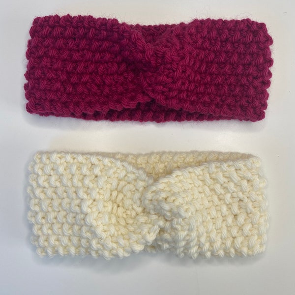 Headband, bandeau en laine, tricoté à la main pour petit et grand. Duo mère/fille