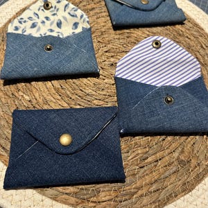 Etui Porte carte en jeans, fermeture par pression