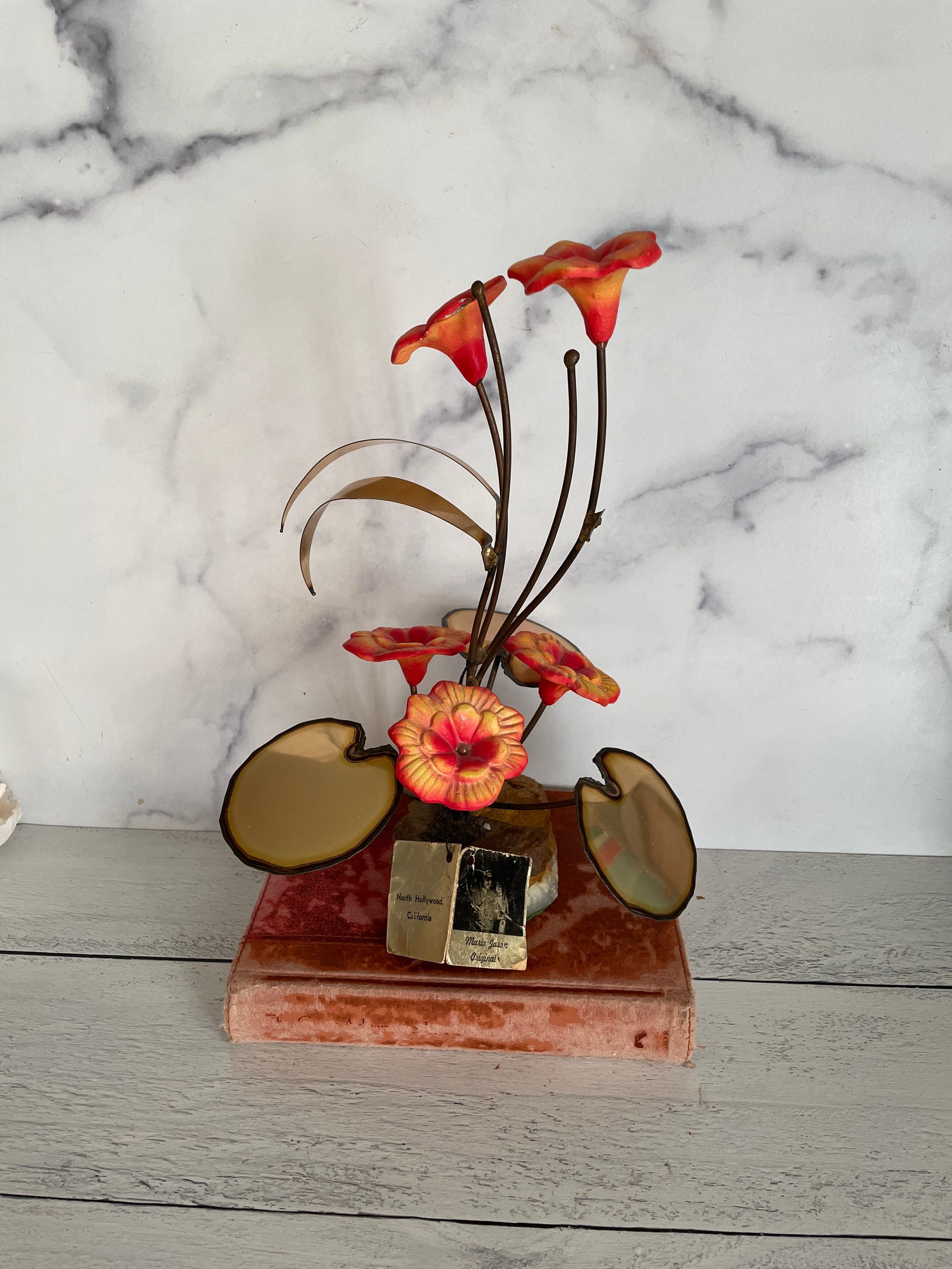 Vintage Metal Flower Bouquet Sculpture Original Art Floral Etsy
