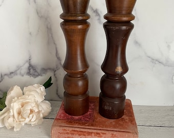 Vintage Salt and Pepper Mill, Wood Salt and Pepper Mill, Tall Salt and Pepper Mill, Large Salt and Pepper mill,