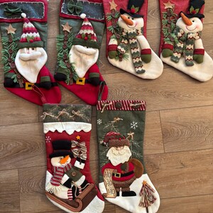 Vintage Stocking, Christmas Stocking, Snowman Stocking, Santa Stocking, Primitive Stocking, Colorful Stocking, Present Stocking