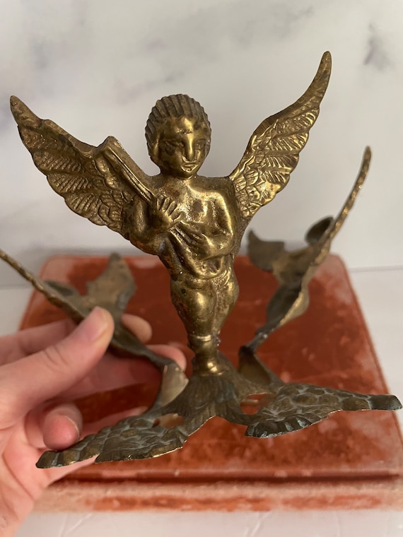 Antique Angel Bowl Holder, Antique Cherub, Brass Bowl Holder, Cherub Decor, Brass Cherub, Brass Angel, Cherub Stand, Cherub Vase Stand