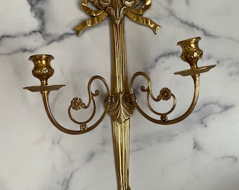 Wall Sconces, Double Candle Holder, Gold Candle Holder, Sconce Candle Holder, Victorian Style, Brass Candle Holder, Victorian Candle Holder