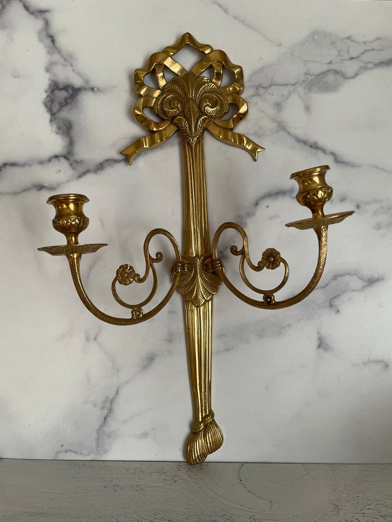 Wall Sconces, Double Candle Holder, Gold Candle Holder, Sconce