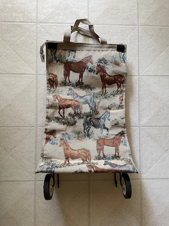Vintage Rolling Bag, Horse Lover, Horse Bag, Roll… - image 1