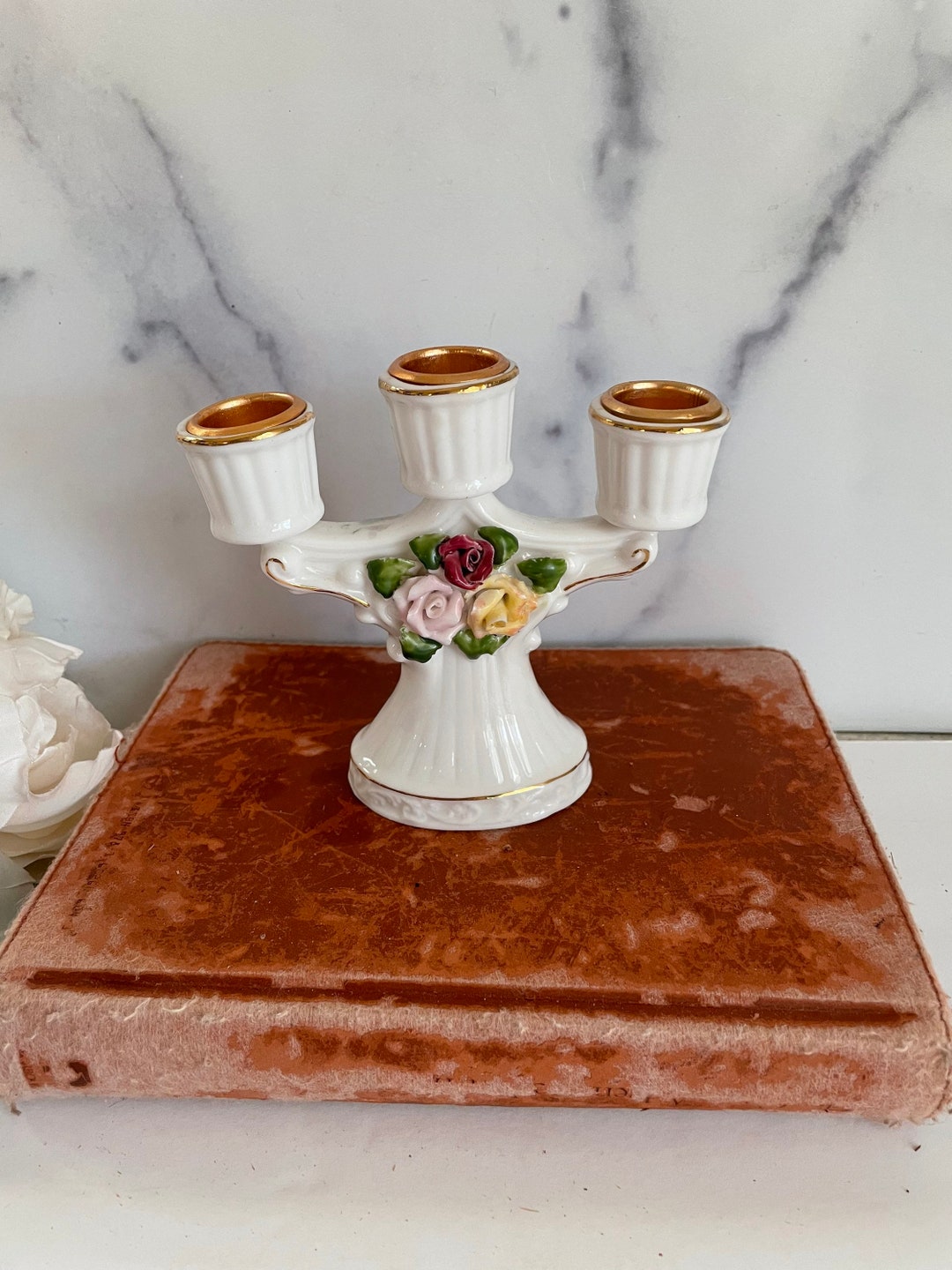 Hermitage Pottery, Three Candle Holders, Porcelain Candle Holder