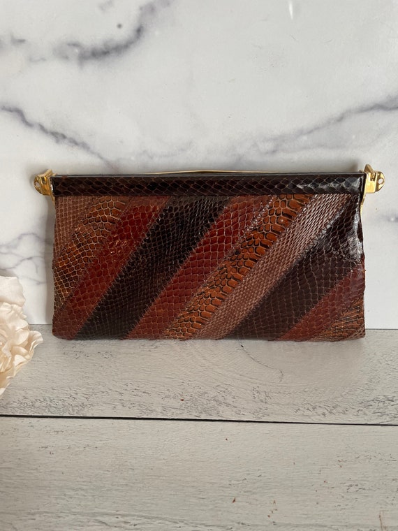 Vintage clutch purse brown Gem