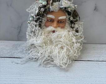 Vintage Santa Ornament, old Santa Ornament, Santa Face Ornament, Santa Christmas Tree, Collectible Santa Face,