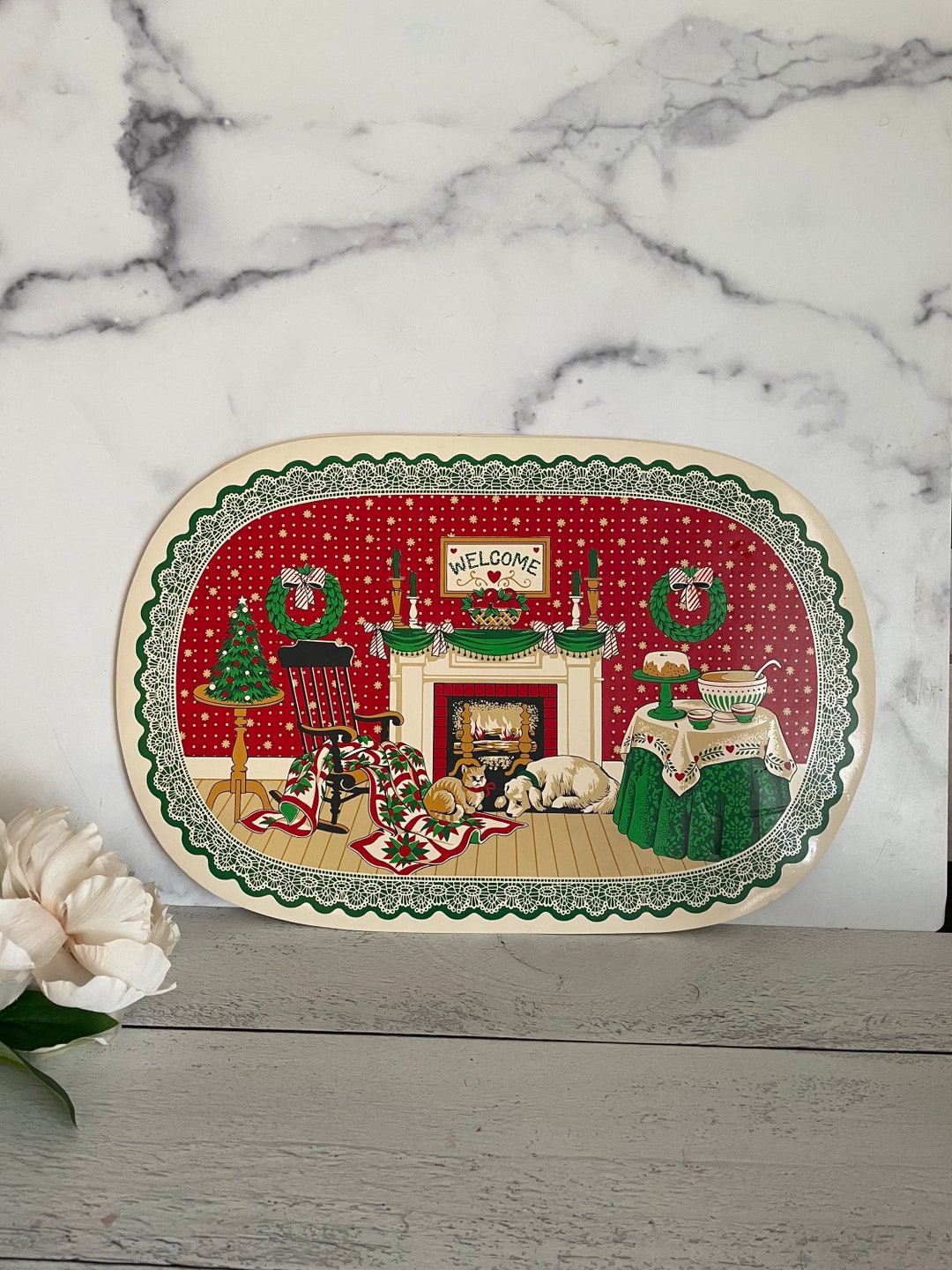 Vintage Placemats, Christmas Placemats, Old Time Christmas, Winter Placemats, Holiday Placemats