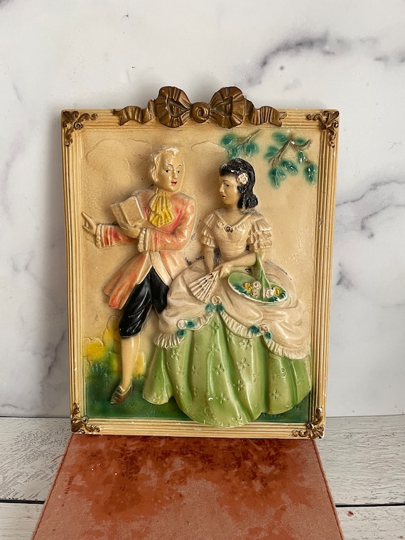 Victorian Chalkware, 3D Victorian Picture, Colonial Courting