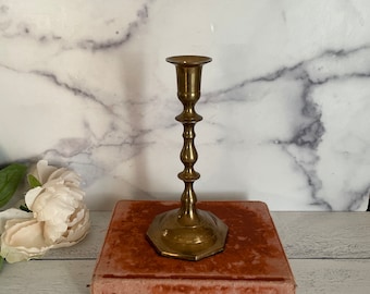 Vintage Candle Holder, Brass Candle Holder, Tall Candle Holder, Skinny Candle Holder, Altar Decor, Mantle Candle Holder, Gold Candle Holder