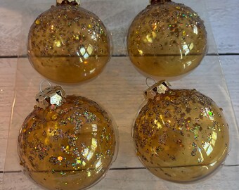 gold ornament, gold ball ornaments, glitter ornament, gold Christmas tree, dillards ornament, yellow glass ornament