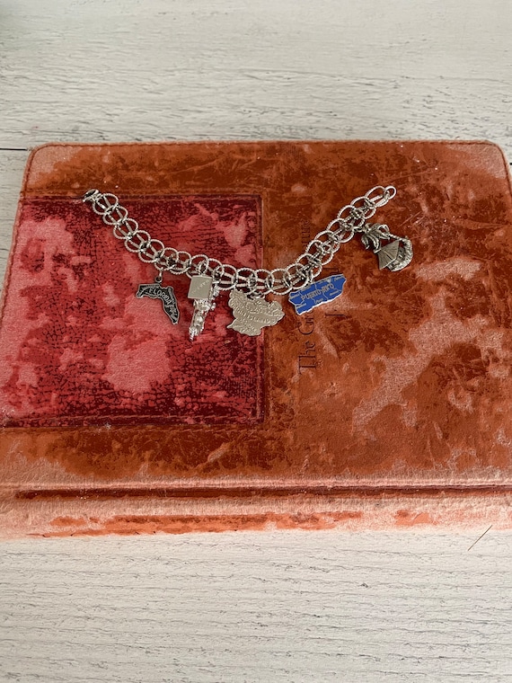 Sterling Silver Charm Bracelet, Travel Charm Bracelet, Florida Charm, Carriage Charm, Virgin Islands Charm, Puerto Rico Charm, Island Charm