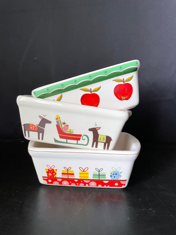 Garden Ridge Gifts, Vintage Ceramic Mini Loaf Pans, Christmas Baking Dish,  Bread Pan, Christmas Pan, Christmas Dishes, Bread Gifts 