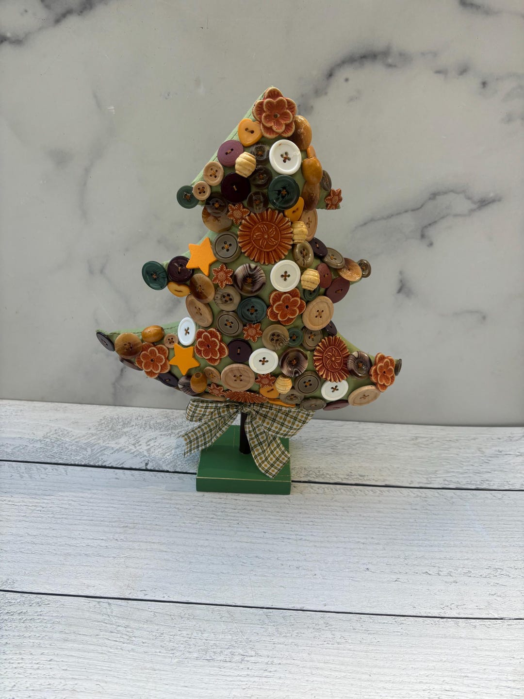 Christmas Cloth Tree, Christmas Button Tree, Hand Crafted Tree ...