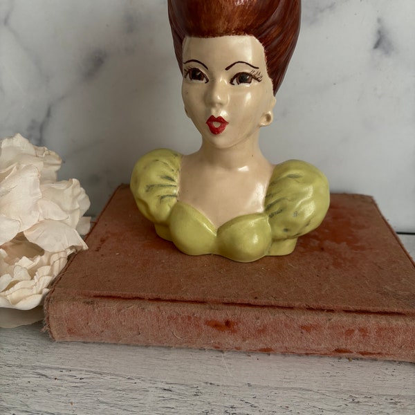 Vintage Vase, Lady Head Planter, Lady Head Vase, Rare Vase, Flower Vase, Collectible Vase