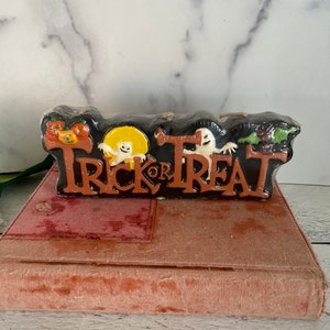 Trick or Treat Candle, Vintage Halloween Candle, Monster Candle, Ghost Candle,