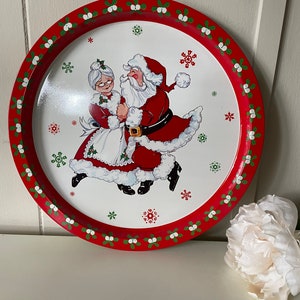 Vintage Christmas Tray, Santa Tray, Santa and Mrs Clause Tray, Vintage Christmas, Christmas Tin Tray, Vintage Giftco Tray, Cookie Tray