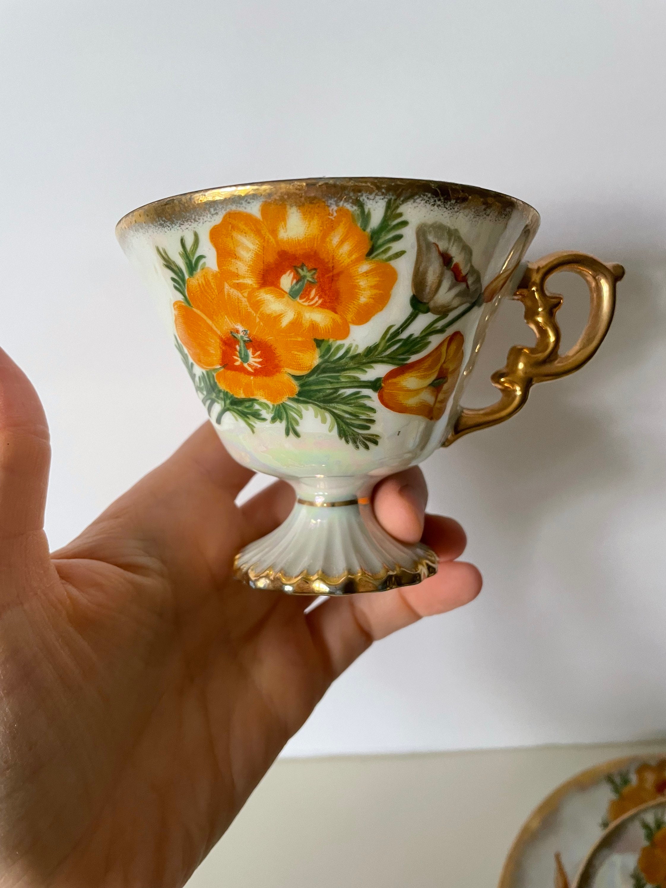 August Poppy China, Vintage China Set, Floral China Set