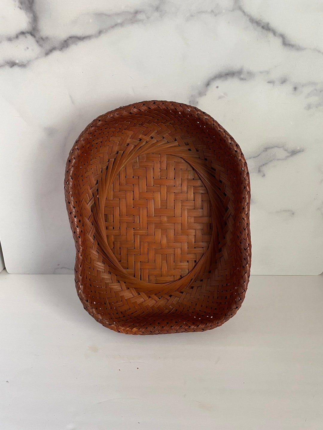 Vintage Bamboo Basket Japanese Basket Dark Basket Hand Etsy