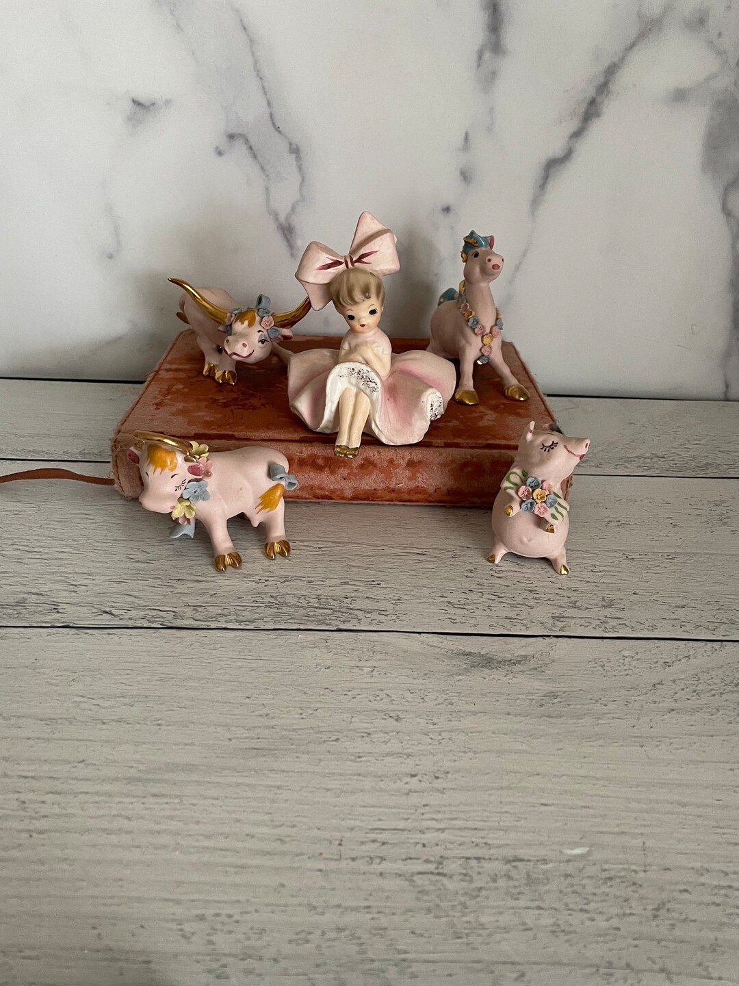 Vintage Pink Figurines Vintage Pink Decor Vintage Hanger Etsy
