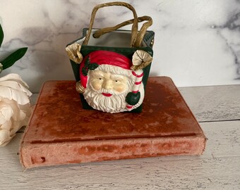 Ceramic Santa Basket, 3D Santa Decor, Santa Gift Bag, Santa Decor, Santa Display,  Santa Head, Santa Planter,