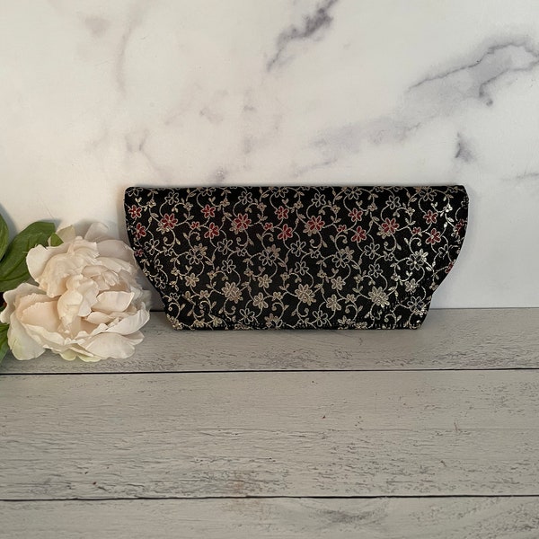 Floral Cluth, Asian Clutch, Evening Clutch, Dressy Clutch, Black Clutch, Party Clutch, Classy Clutch, Asian Bag, Asian Purse, Evening Bag