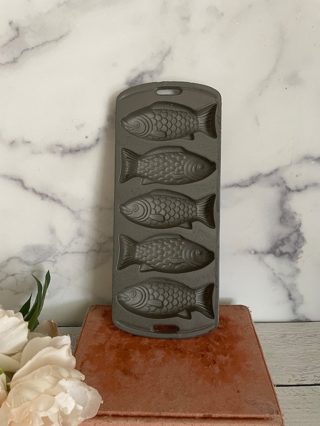 Vintage John Wright Cast Iron Mold, Cast Iron Cornbread Mold, Cast Iron