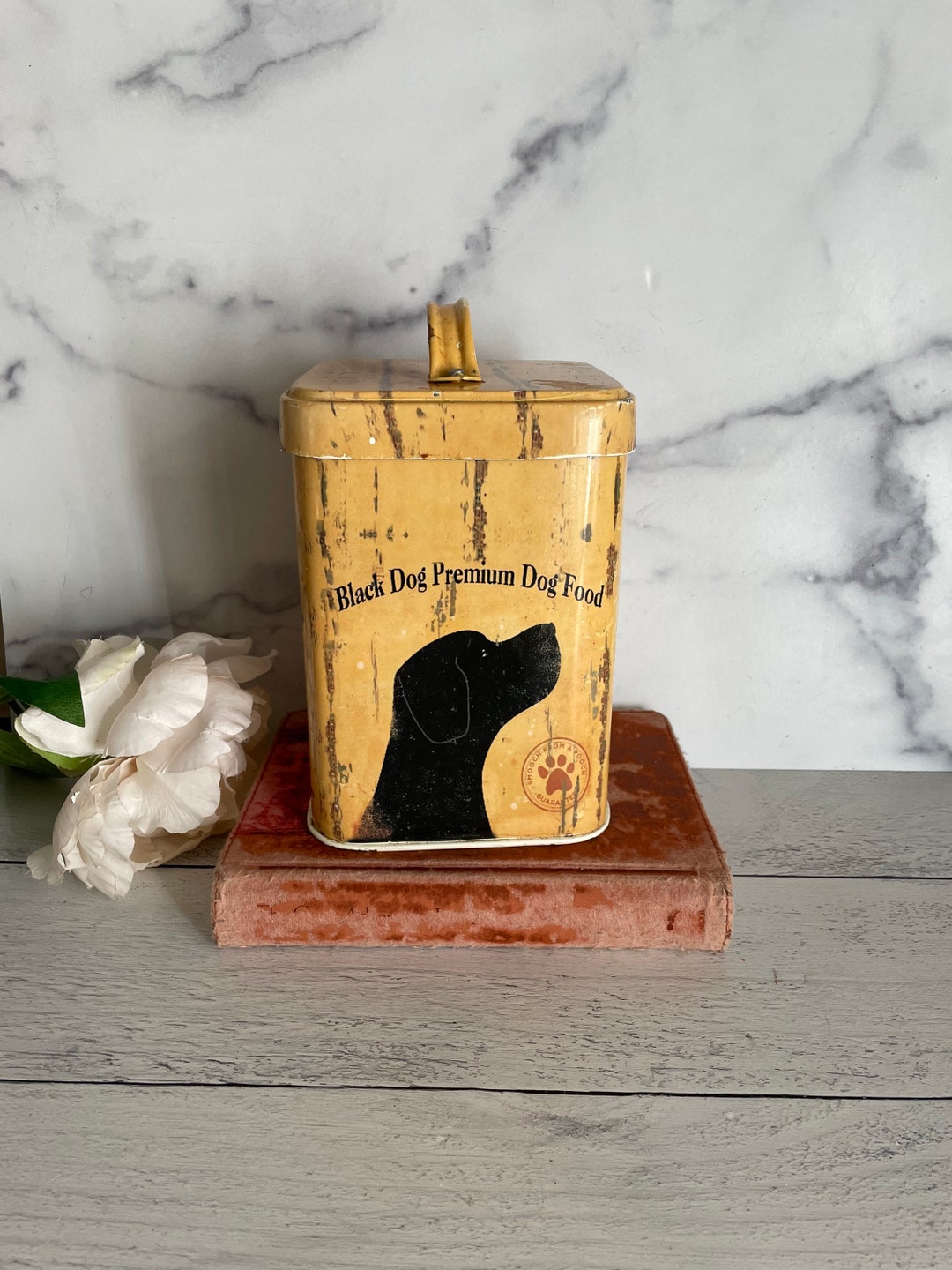 Vintage Dog Treat Jar Dog Treat Canister Black Dog Premium Etsy