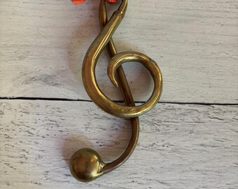 Vintage Brass Treble Clef Ornament, Music Note Hanging Decor | Music Teacher Gift | Musician Christmas Ornamentr