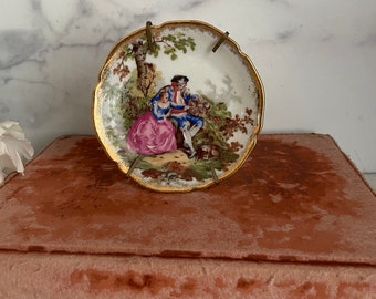 Victorian Plate, Vintage Decorative Plate, Victorian Couple, Collectible Plate, Miniture Porcelain Plate, French Plate, Victorian Courting