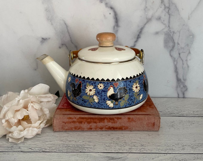 Vintage Teapot, Vintage Kettle, Country Kettle, Country Teapot, Chicken