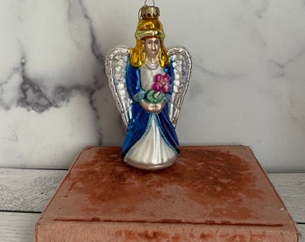 Vintage Angel Ornament, Colorful Angel Ornament, Blown Glass Angel, Angel Christmas Tree, Angel Christmas Decor, Christmas Angel Decor