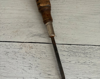 Vintage Screwdriver, Wooden Screwdriver, Wood Handle Screwdriver, Flat Head Screwdriver