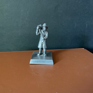 Firefighter Statue, Miniature Fireman, Metal Fireman, Display Fireman Figurine, Clearing the Way, Fireman in Action, Fireman Hero,