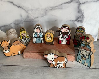 Children's Nativity Set, Kids Nativity, Wood Nativity, Colorful Nativity, Nativity Play Set