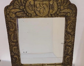 Vintage mirror, Punched Tin Mirror, Metal Mirror, Oval Mirror, Ornate Mirror, Beauty Mirror, Old Mirror