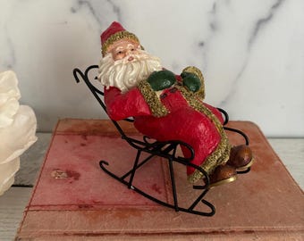 Vintage Santa, Small Santa, Rocking Santa, Colorful Santa, Old Santa, Rocking Chair Santa