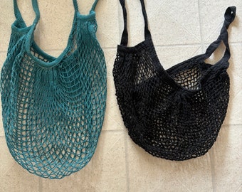 Black Produce Bag, Market Bag, Blue Net Bag, Market String Bag, Black Mesh Bag, Woven Net Bag, Fruit Sack,