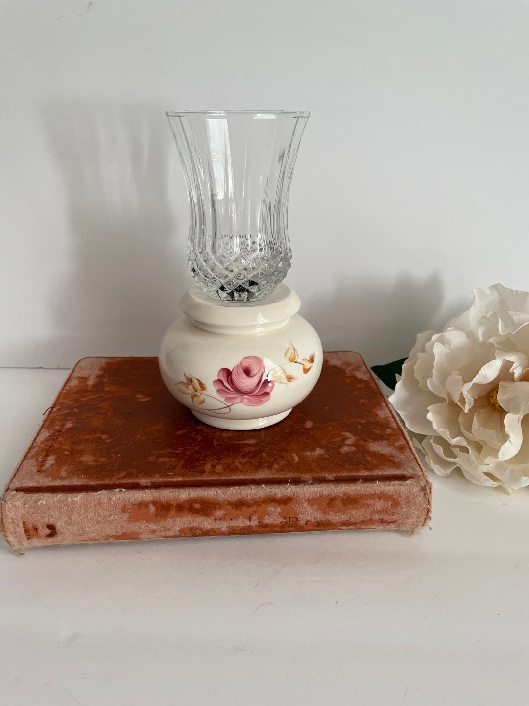 Vintage Ceramic Candle Holder Chimney Candle Holder Rose Etsy