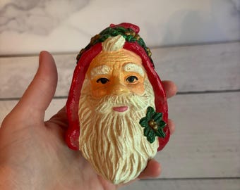 Vintage Santa Ornament, old Santa Ornament, Santa Face Ornament, Santa Christmas Tree, Collectible Santa Face,