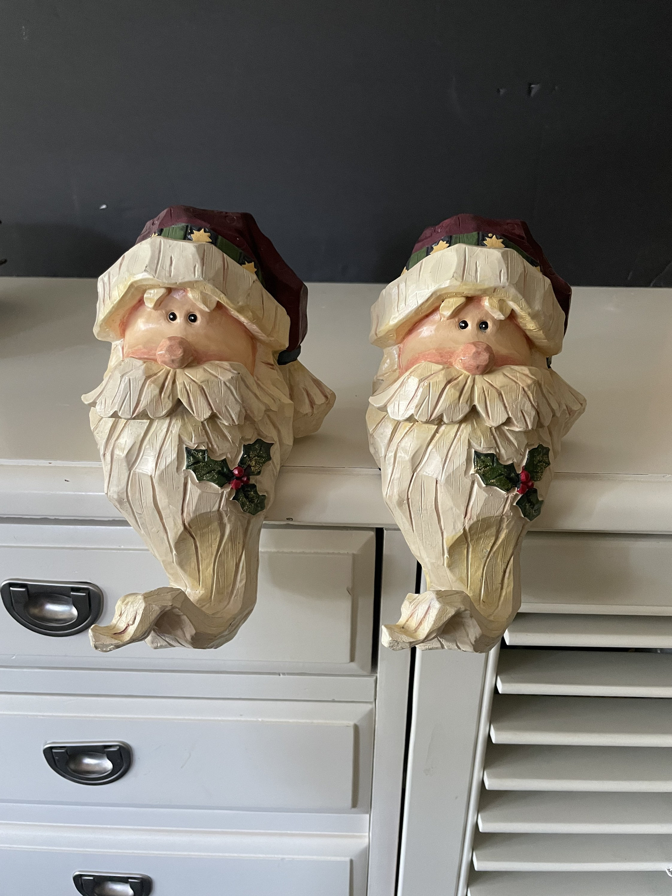 Santa Stocking Holder Folk Art Santa Santa Hooks Mantle Etsy